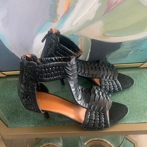 Black Leather Givenchy Kitten Heel Sandals